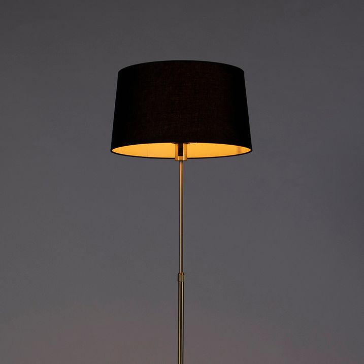 Gulvlampe gull/messing med svart linjskjerm 45 cm - Parte