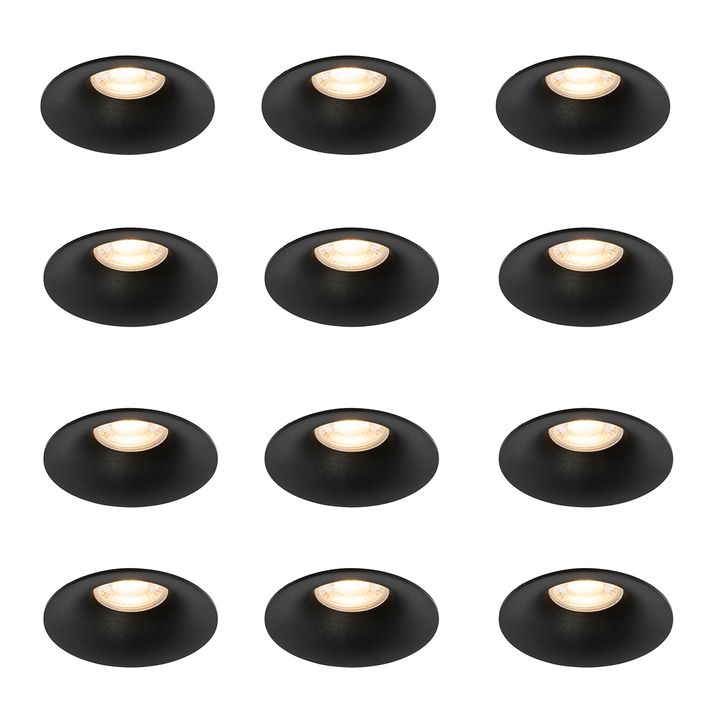 12 iebūvēto prožektoru komplekts melns GU10 50mm - Gijs