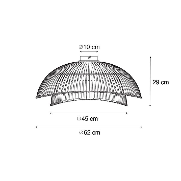 Plafoniera orientala din bambus negru 62 cm - Pua