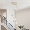 Art Deco piekaramā lampa bēša ar baltu stiklu 7 gaismas - Sandra