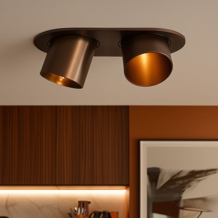 Zakulacené zapuštěné bodové svítidlo tmavě bronzové GU10 50 mm 2-světlo - Installa