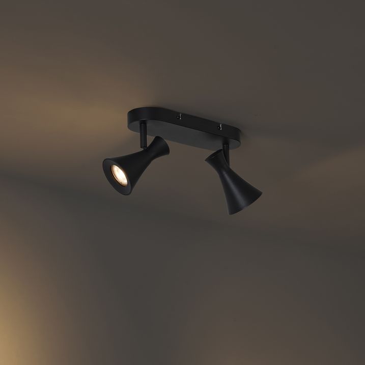 Foco de techo moderno negro 2-luces ajustable - Triangle