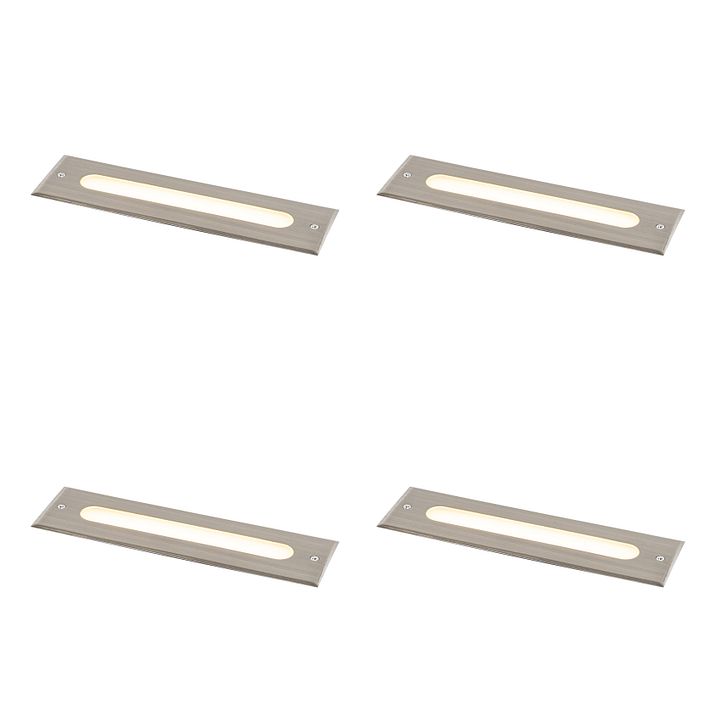 Set di 4 faretti da terra moderni in acciaio 30 cm con LED IP65 - Eline