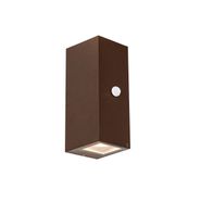 Vegglampe-rustbrun-2-lys-GU10-AR70-IP44-med-bevegelsessensor---Baleno