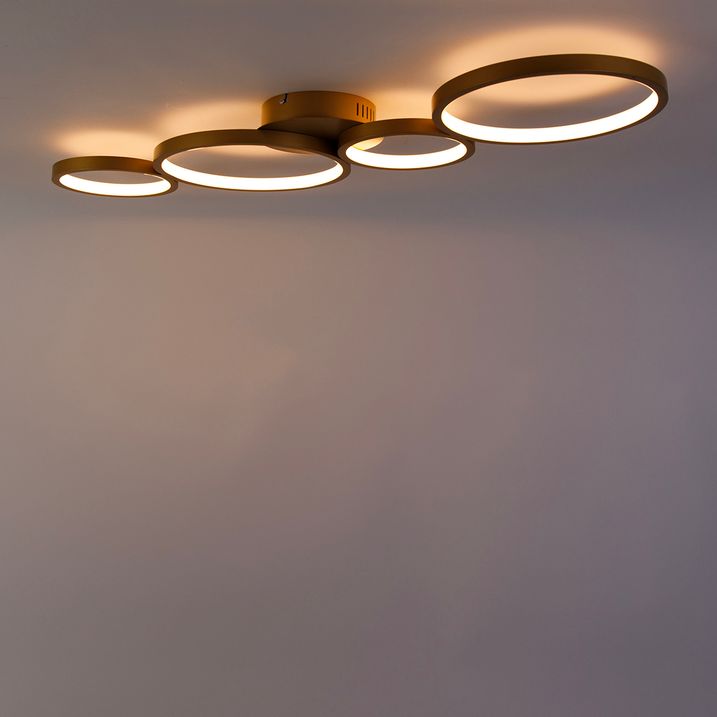 Taklampe gull inkl. LED 3-trinns dimmer 4 lys - Lupolo