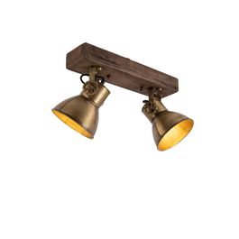 Stropní lampa bronzová 2-světlo se dřevem - Mangoes
