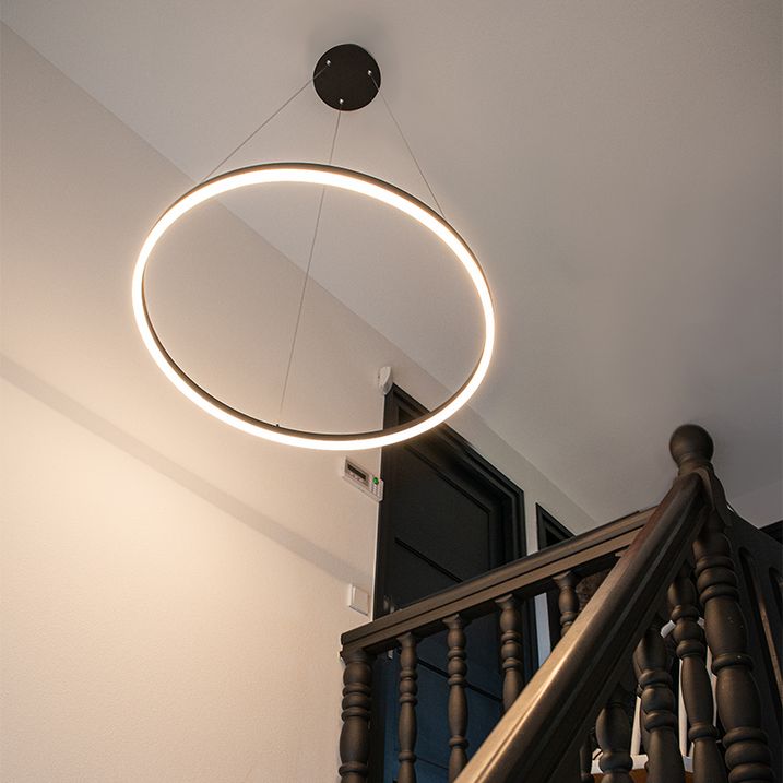 Candeeiro suspenso de design preto 80 cm Incl. LED regulável em 3 níveis - Anello