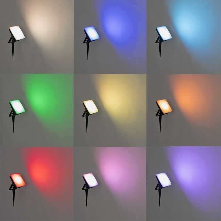 Slimme spot zwart 14,5 cm incl. LED RGB IP65 met grondpin - Ruud