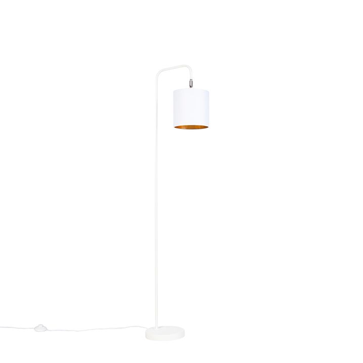 Moderne vloerlamp wit met goud - Lofty