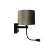 Wandlamp-zwart-met-velours-kap-groen-18cm---Brescia