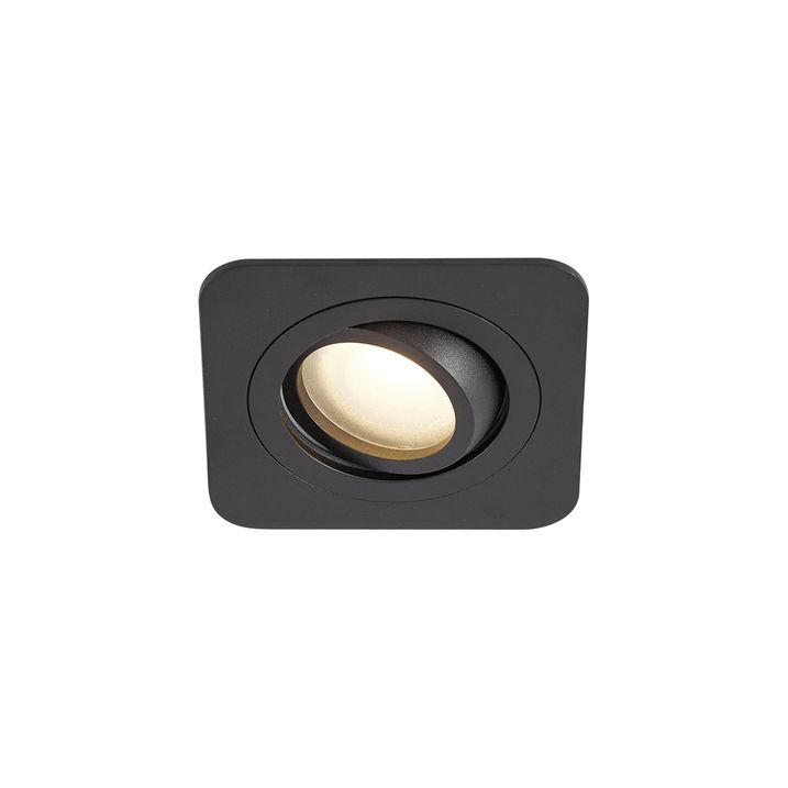 Ensemble de 6 spots encastrables ronds noirs GU10 50mm orientables et inclinables IP44 - Alberto