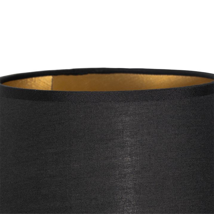 Moderne wandlamp zwart incl. kap met gouden binnenkant - Pluk