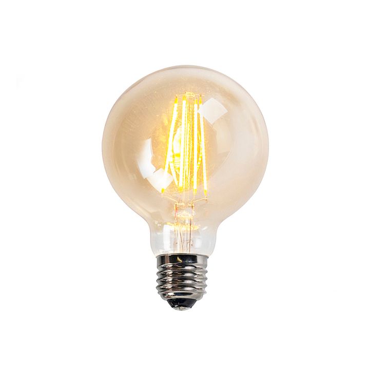 E27 Stmievateľná LED žiarovka G95 zlatá 5W 450lm 2200K