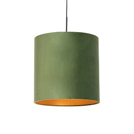 Lámpara colgante con pantalla de terciopelo verde con dorado - Combi