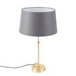 Stolní-lampa-zlatá/mosazná-s-šedým-lněným-stínítkem-35-cm---Parte