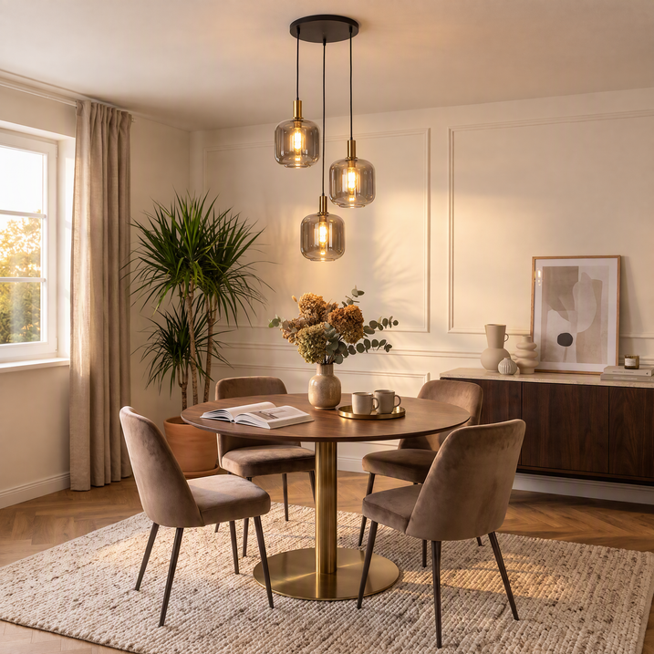 Smart hanglamp zwart met smoke glas 3-lichts incl. Wifi A60 - Zuzanna