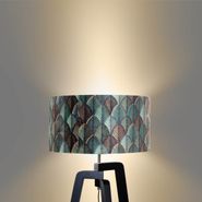 Floor-Lamp-Black-with-Velvet-Lampshade-Leaf-Design-50cm---Puros