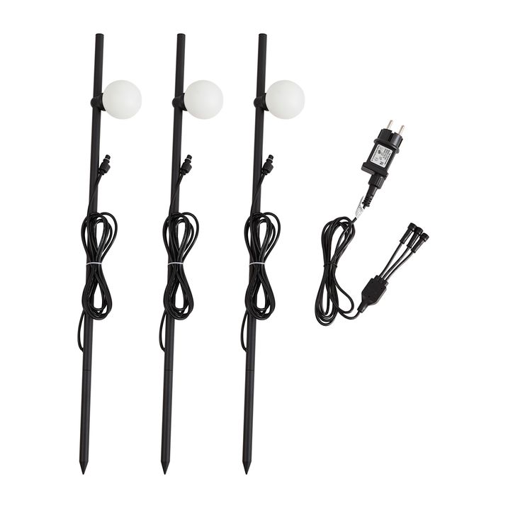 Set od 3 moderna baštenska reflektora sa šiljkom crne boje uklj. LED IP44 - Garly Ball