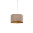 Hengende-lampe-med-taupe-fløyels-skjerm-med-gull-35-cm---Combi