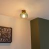 Art Deco taklampe messing med grønt glass - Pallon
