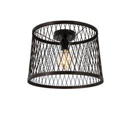 Landelijke plafondlamp zwart rotan 40 cm IP44 - Calamus