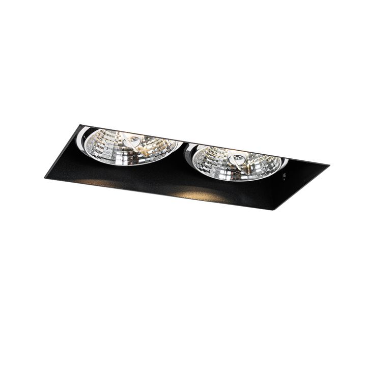 Foco empotrado moderno negro GU10 AR70 sin marco 2 luces - Oneon