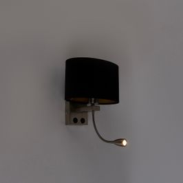 Lámpara-de-pared-de-acero-con-pantalla-de-terciopelo-ovalada-negra-25-cm---Brescia-Combi