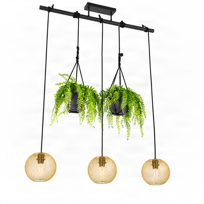 Tööstuslik ripplamp kuldne 3-valgusti - Flor