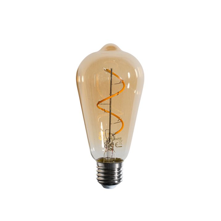 Set of 5 E27 Dimmable LED Bulbs Spiral Filament ST64 Gold 4W 270 lm 2100K