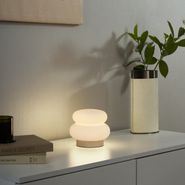 Lampă-de-masă-Japandi-bej-cu-sticlă-opală-15cm---Kumo