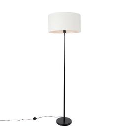 Golvlampa svart med skärm vit 50 cm - Simplo