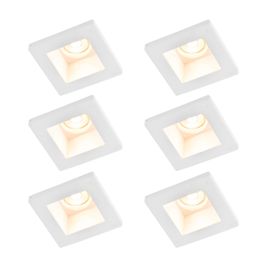 Set mit 6 Einbaustrahlern weiß 12cm quadratisch - Gypsy Stucco