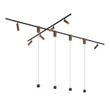 Moderne-skinnesystem-med-6-spots-og-4-pendellamper-Easylift-mørk-bronze-1-faset---Slimline-Uzzy-Tira