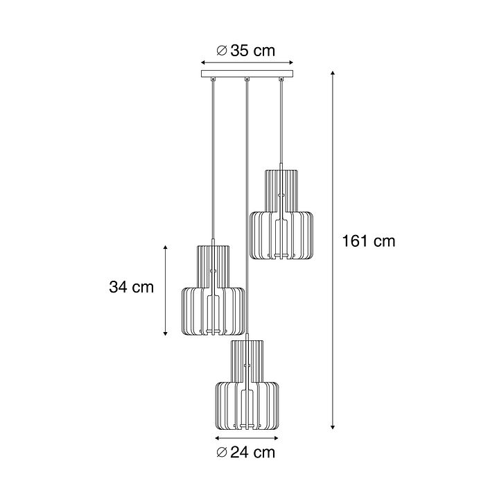 Suspension rétro noire avec 3 lumières taupe - Felt