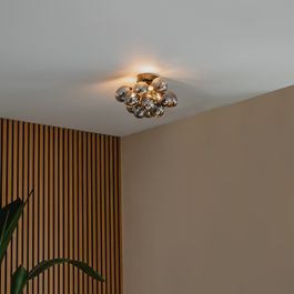 Design plafondlamp zwart met smoke glas 3-lichts - Uvas