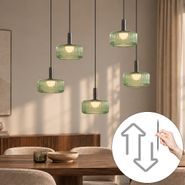 Lampada-a-sospensione-di-design-color-canna-di-fucile-con-vetro-verde,-LED-integrato,-dimmerabile-a-3-fasi,-5-luci---Fiera