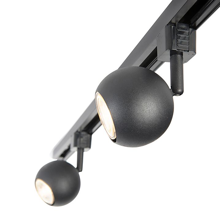 Sistema de iluminación de riel monofásico inteligente con 5 Wifi GU10 negro - Iconic Gissi