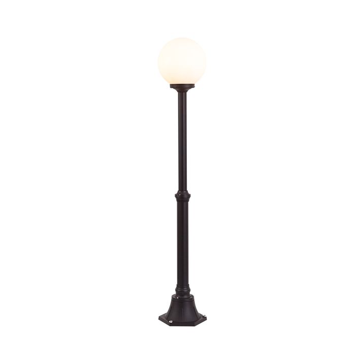 Klassische Außen-Stehleuchte schwarz mit Opalglas 140cm IP44 - Champs