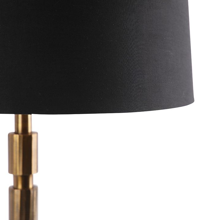 Stolní lampa v art deco stylu bronzová s černým bavlněným stínítkem 45 cm - Torre