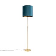 Stojací-lampa-zlatá/mosazná-s-modrým-sametovým-stínítkem-40/40-cm---Parte