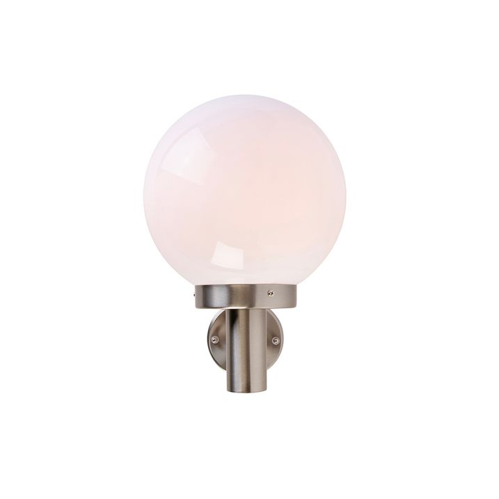 Moderne buitenwandlamp staal RVS met kunststof bol IP44 - Sfera