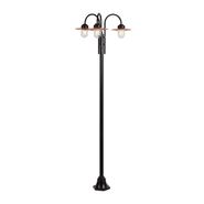 Moderná-vonkajšia-lampa-čierna-s-meďou-235-cm-3-svetlá-IP44---Kansas