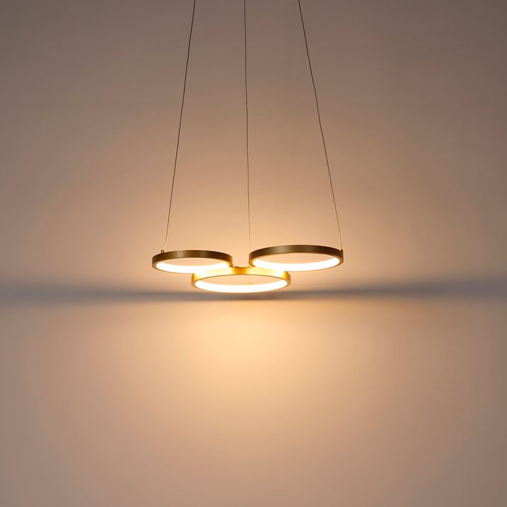 Goldene Pendelleuchte inkl. LED 3-stufig dimmbar 3-Licht - Rondas