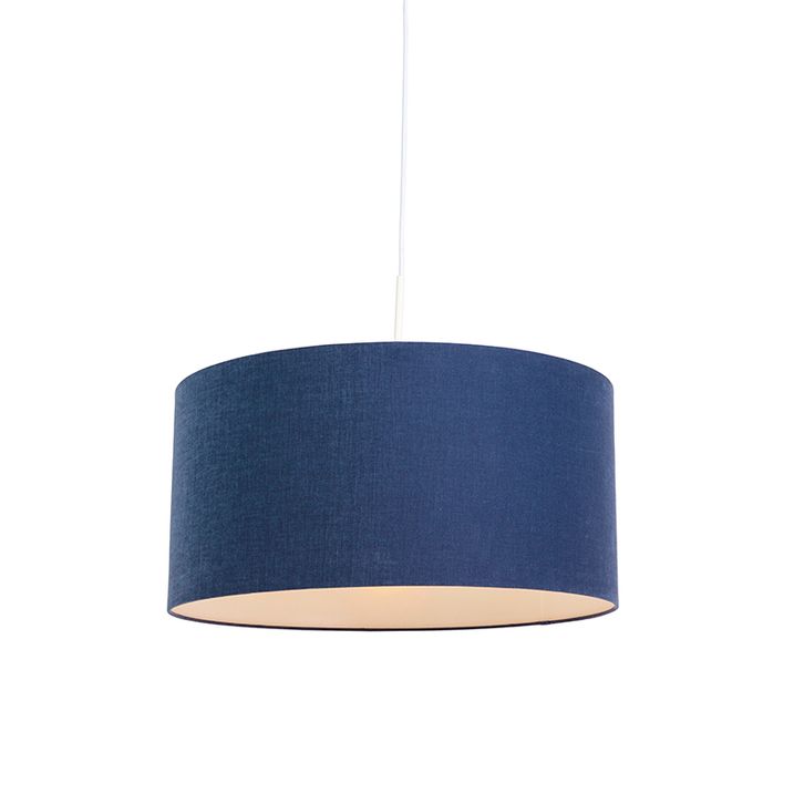 Moderní závěsné svítidlo bílé s antickým modrým stínítkem 50 cm - Combi 1