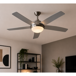 Stropní ventilátor ocelový s černým dřevěným potiskem 132 cm s dálkovým ovládáním - Cool