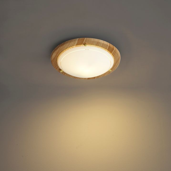 Plafonnier classique naturel avec verre blanc - Mesiac