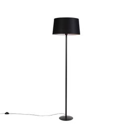 Grīdas lampa melna ar lina abažūru melna 45 cm - Simplo