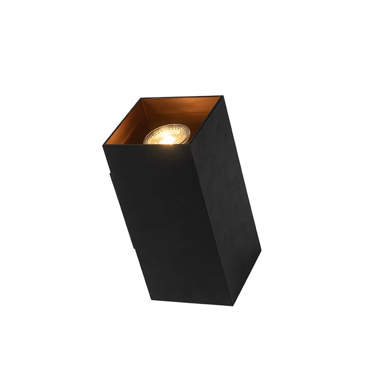 Design Square Wall Light Black with Gold Interior - Sab