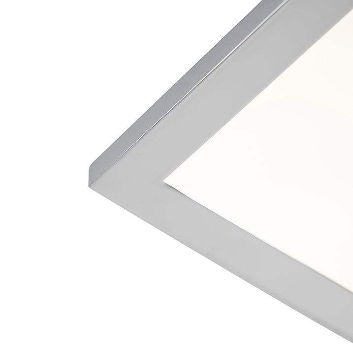 Négyzetes mennyezeti lámpa króm 45 cm LED-del IP44 - Flat