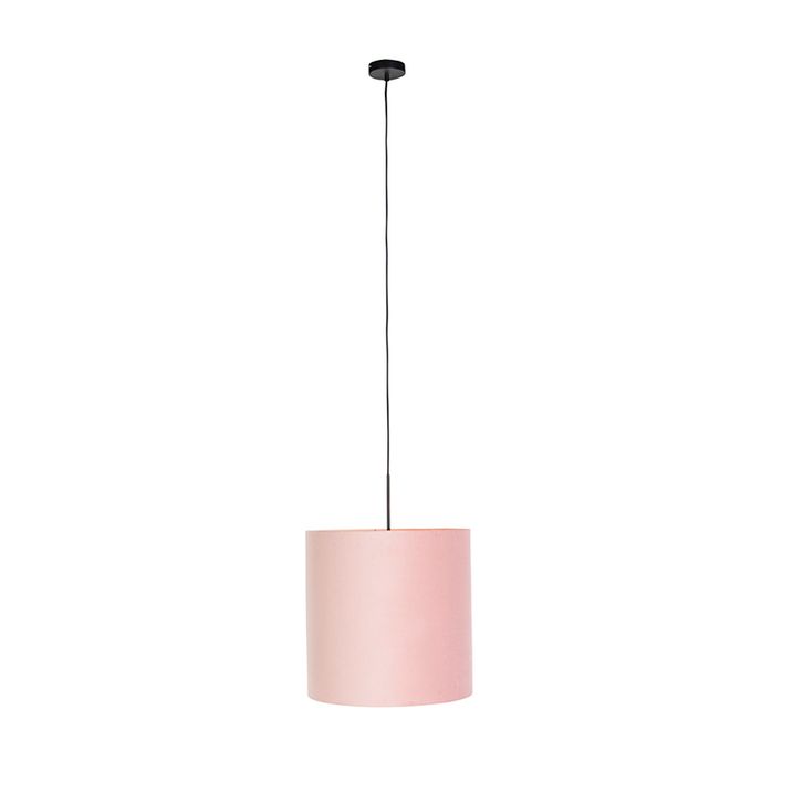Pendant Light with Velvet Shade Pink with Gold 40 cm - Combi